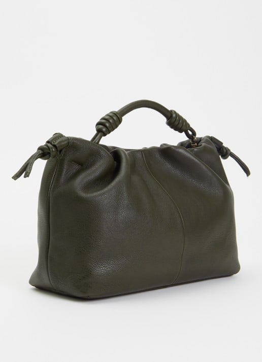 O My Bag Kiki Midi handtas van leer met afneembare schouderriem  - achterkant 4 mosgroen