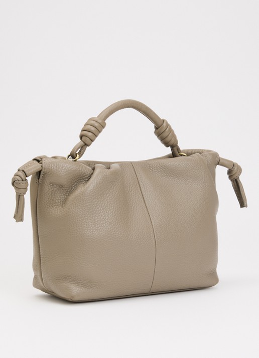 O My Bag Kiki Mini handtas van leer met afneembare schouderriem  - achterkant 2 taupe