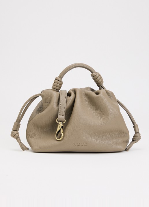 O My Bag Kiki Mini handtas van leer met afneembare schouderriem  - voorkant taupe