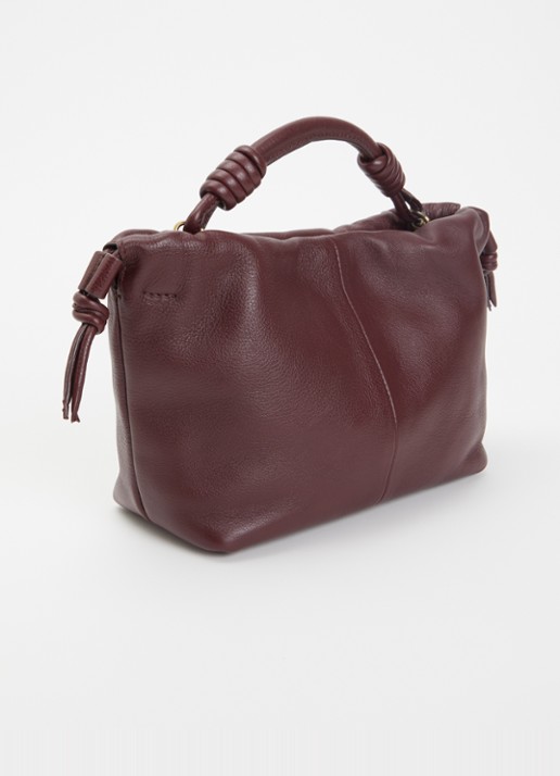 O My Bag Kiki Mini handtas van leer met afneembare schouderriem  - achterkant 4 kersenrood