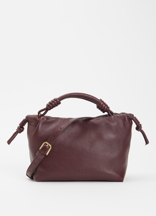 O My Bag Kiki Mini handtas van leer met afneembare schouderriem  - voorkant 5 kersenrood
