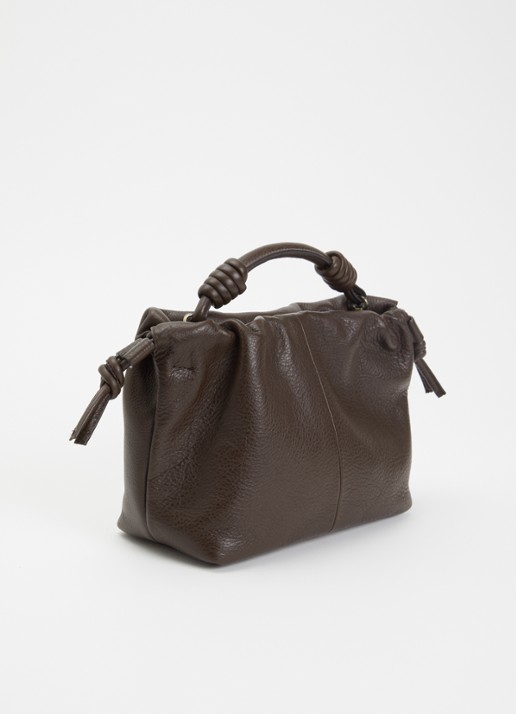 O My Bag Kiki Mini handtas van leer met afneembare schouderriem  - achterkant 4 chocoladebruin