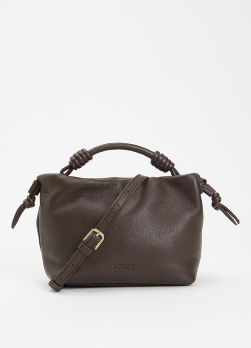 O My Bag Kiki Mini handtas van leer met afneembare schouderriem  - voorkant 5 chocoladebruin