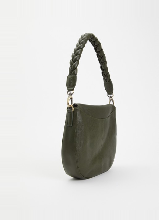 O My Bag Lana handtas van leer met afneembare schouderriem  - achterkant 4 mosgroen
