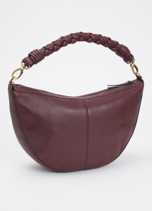 O My Bag Leo Maxi Twisted schoudertas van leer met afneembare schouderriem - achterkant bordeauxrood