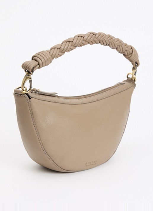 O My Bag Leo Midi schoudertas van leer met afneembare schouderriem  - achterkant 4 donkerbeige