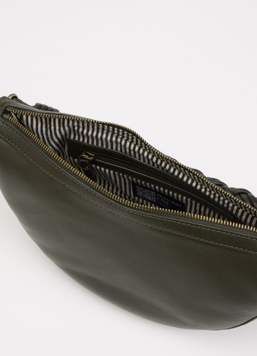O My Bag Leo Midi schoudertas van leer met afneembare schouderriem  - detail 3 mosgroen