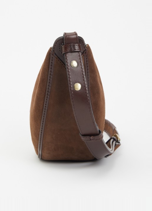 O My Bag Leo Midi schoudertas van suéde met details van leer  - detail 3 chocoladebruin