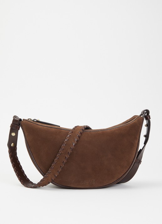 O My Bag Leo Midi schoudertas van suéde met details van leer