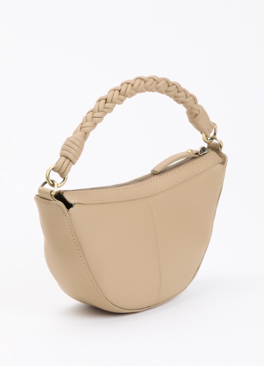 O My Bag Leo Mini handtas van leer met afneembare schouderriem - achterkant zand