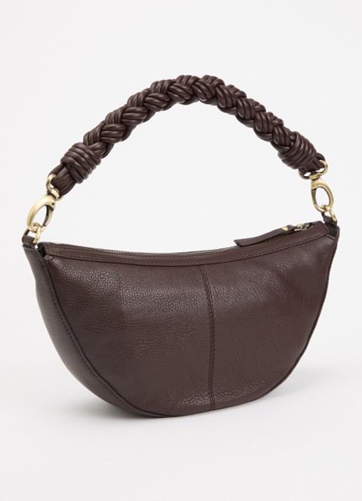 O My Bag Leo schoudertas van leer met gevlochten detail - achterkant bruin