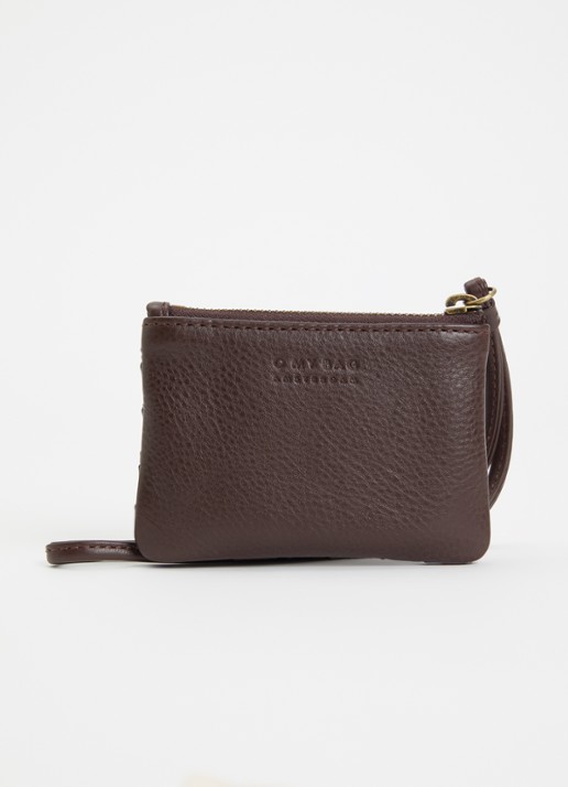 O My Bag Lexi Mini sleuteletui van leer - achterkant 3 chocoladebruin