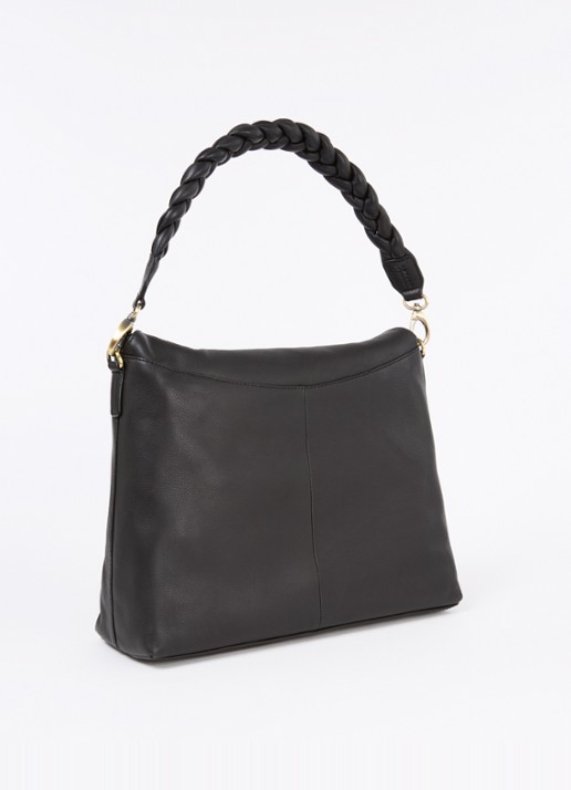 O My Bag Sienna schoudertas van leer met afneembare schouderriem - achterkant 4 zwart