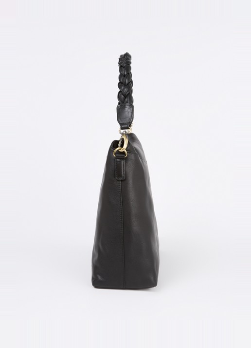 O My Bag Sienna schoudertas van leer met afneembare schouderriem - detail 3 zwart
