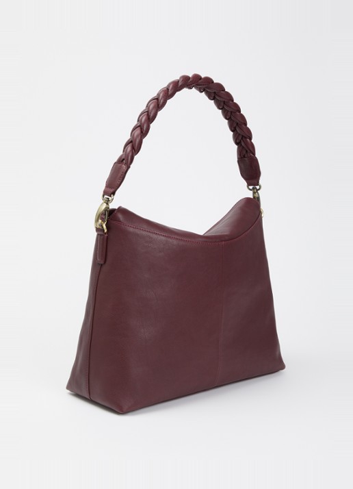 O My Bag Sienna schoudertas van leer  - achterkant 5 kersenrood