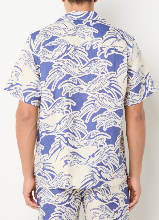 OAS Cuba regular fit overhemd van linnen - achterkant 4 blauw