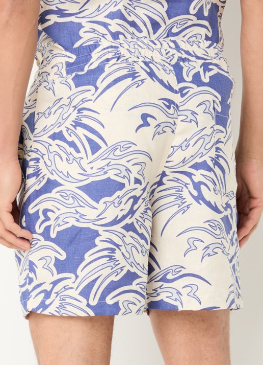 OAS Loefy straight fit korte broek van badstof - achterkant 2 blauw