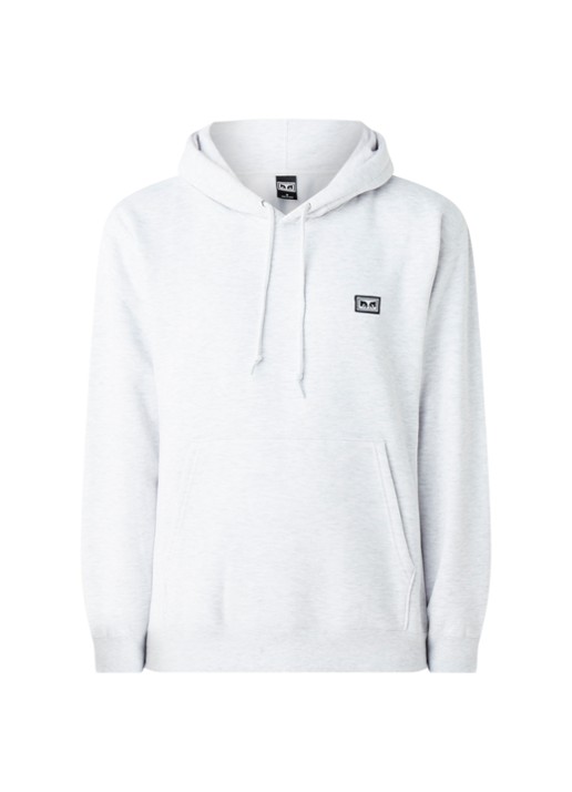 Obey All eyez hoodie met logopatch - voorkant 3 grijsmele