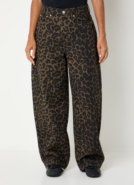 Obey Alysa high waist wide fit jeans met gekleurde wassing - detail bronsgroen