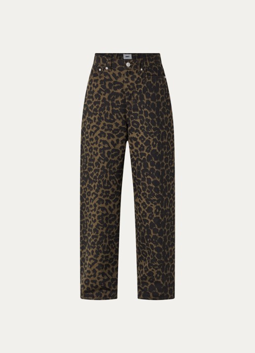 Obey Alysa high waist wide fit jeans met gekleurde wassing - voorkant 4 bronsgroen