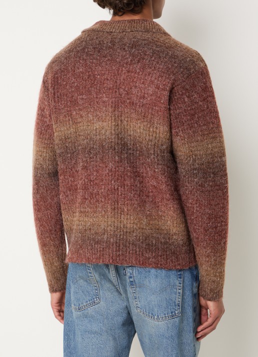 Obey Anton grofgebreid vest in wolblend - achterkant 4 bruin