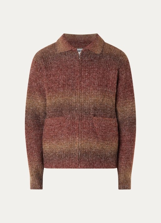 Obey Anton grofgebreid vest in wolblend - voorkant 2 bruin