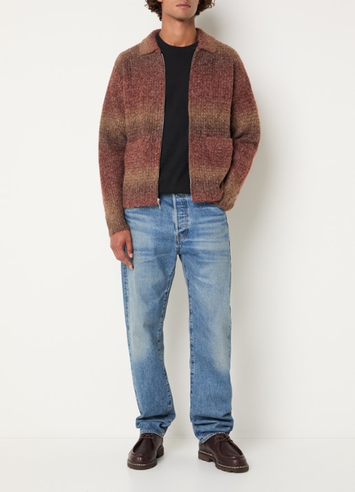 Obey Anton grofgebreid vest in wolblend - voorkant 3 bruin