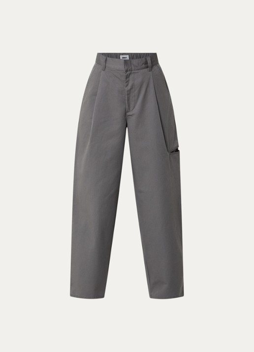 Obey Arden high waist wide fit chino met steekzakken - voorkant 3 antraciet