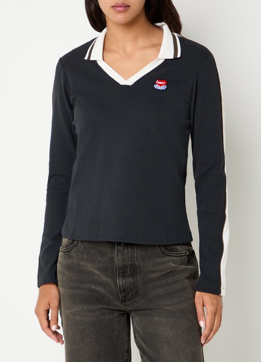 Obey Aren polo met logo en v-hals