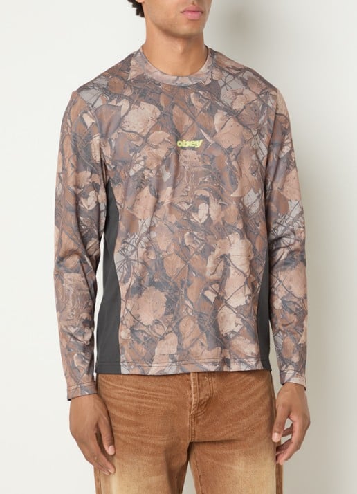Obey Basecamp longsleeve met print - achterkant 2 bruin