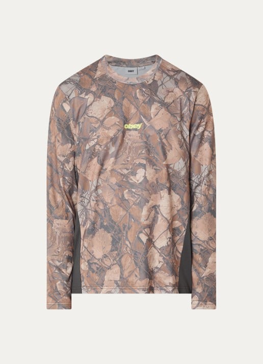 Obey Basecamp longsleeve met print - voorkant 3 bruin