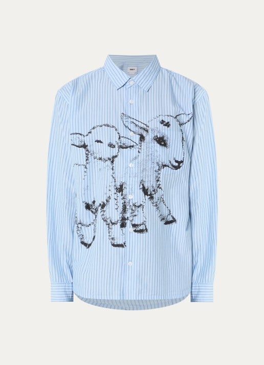 Obey Billy regular fit overhemd met print - voorkant 2 blauw