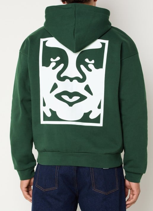 Obey Bold hoodie met logo - detail 3 donkergroen