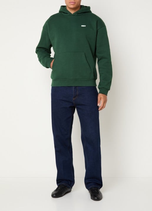 Obey Bold hoodie met logo - voorkant 2 donkergroen