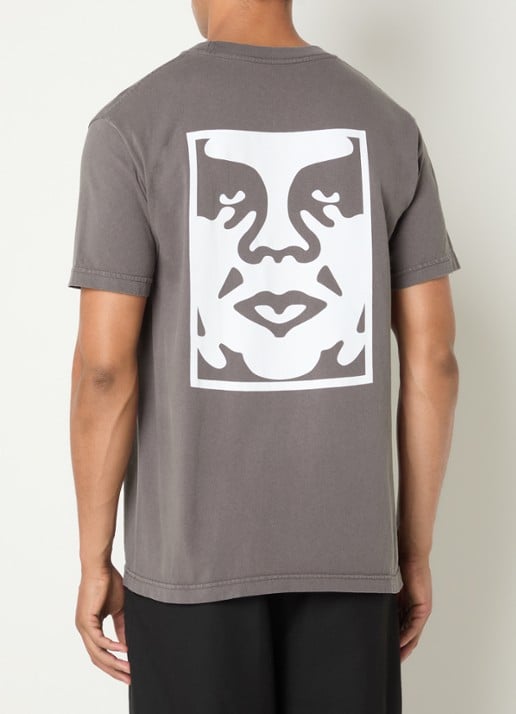 Obey Bold Icon Face T-shirt met logo- en backprint