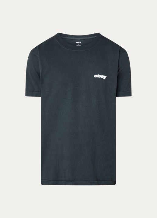 Obey Bounce T-shirt met logo- en backprint - voorkant antraciet