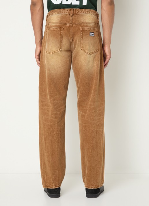 Obey Boxcar straight leg jeans met medium wassing - achterkant 5 camel