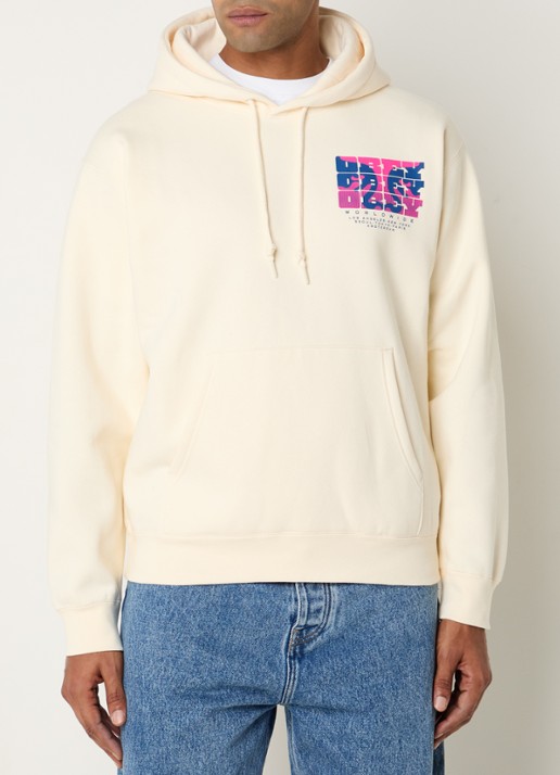 Obey Brick By Brick hoodie met logo- en backprint - achterkant creme