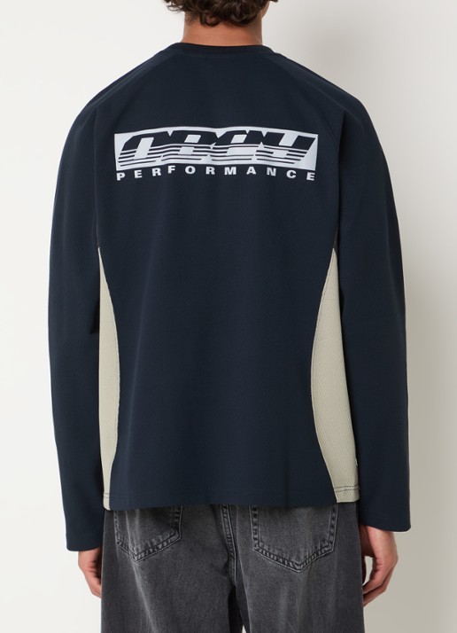 Obey Delta longsleeve met logo- en backprint - achterkant 4 zwart