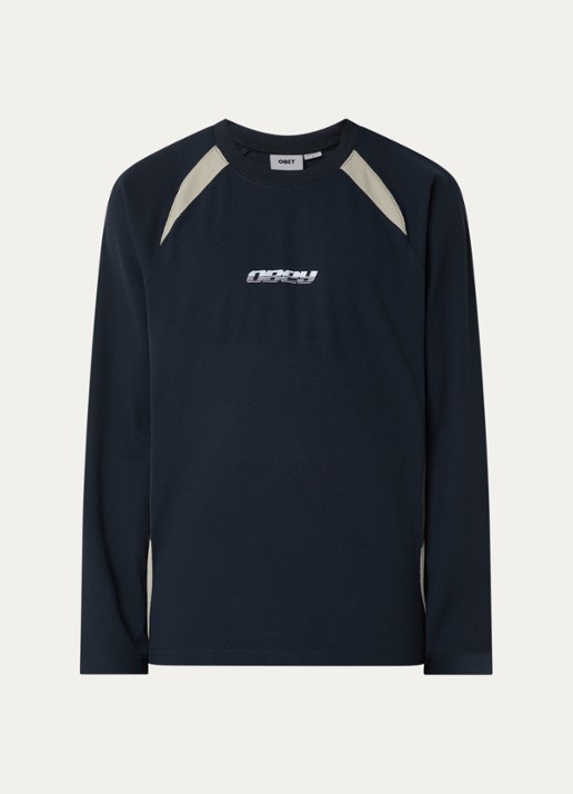 Obey Delta longsleeve met logo- en backprint - voorkant zwart