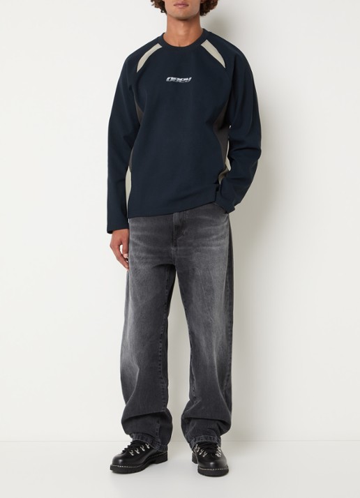 Obey Delta longsleeve met logo- en backprint - voorkant 2 zwart