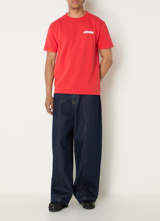 Obey Diffusion T-shirt met logo- en backprint - voorkant 2 rood