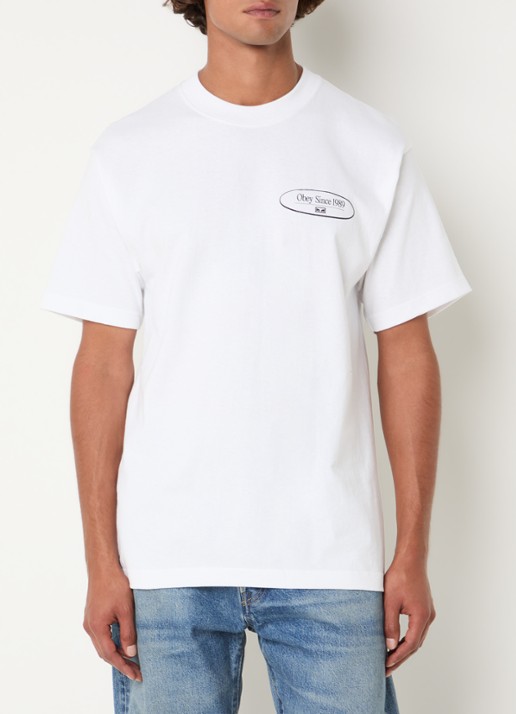 Obey Disruption T-shirt met logo- en backprint - achterkant 4 wit