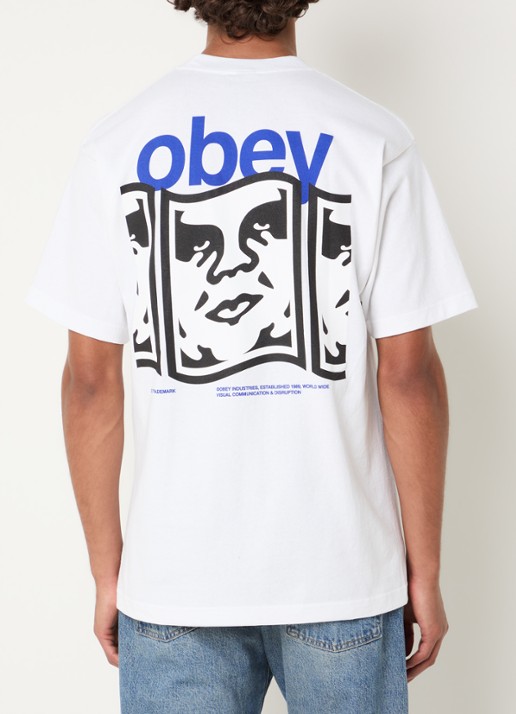 Obey Disruption T-shirt met logo- en backprint - detail wit