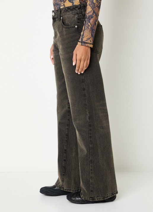 Obey Elara high waist wide fit jeans met gekleurde wassing - detail 5 antraciet