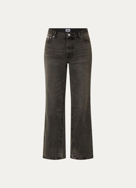 Obey Elara high waist wide fit jeans met gekleurde wassing - voorkant 2 antraciet