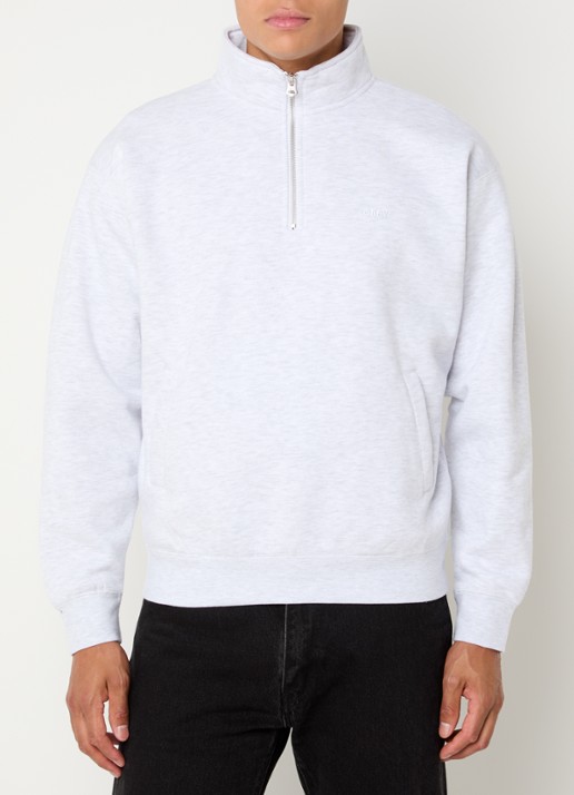 Obey Established Works sweater met halve rits en logoborduring - detail 4 wit