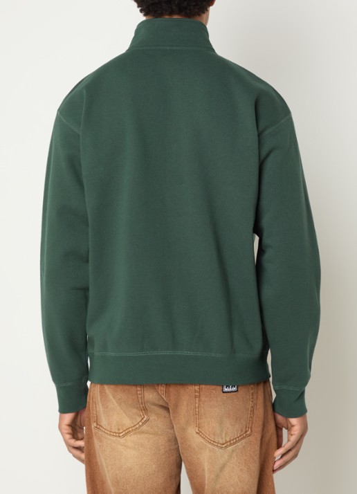 Obey Established Works sweater met halve rits en logoborduring - achterkant 4 donkergroen