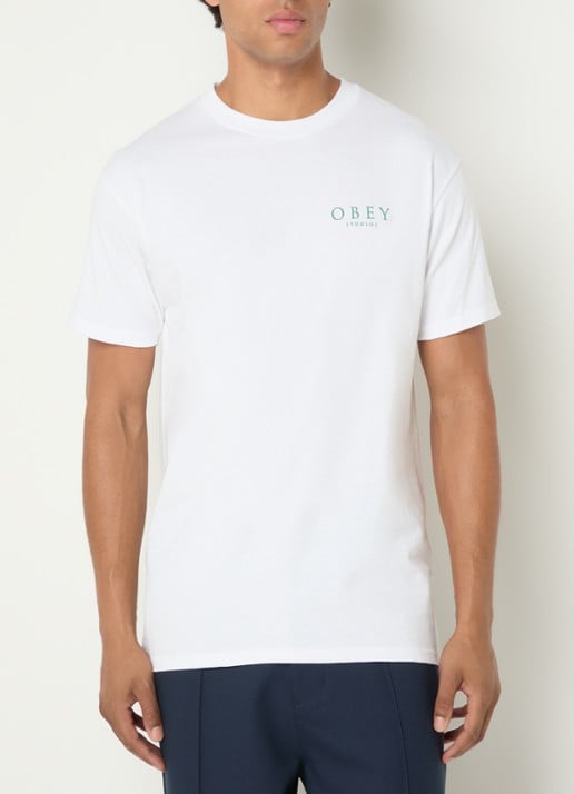 Obey Flores Robus T-shirt met logo- en backprint  - achterkant 4 wit