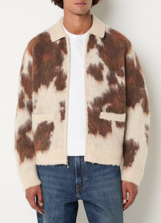 Obey Grofgebreid vest in alpaca wolblend met print